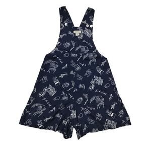 Vintage 90's Y2K Express navy blue Paris French theme romper overalls size XS